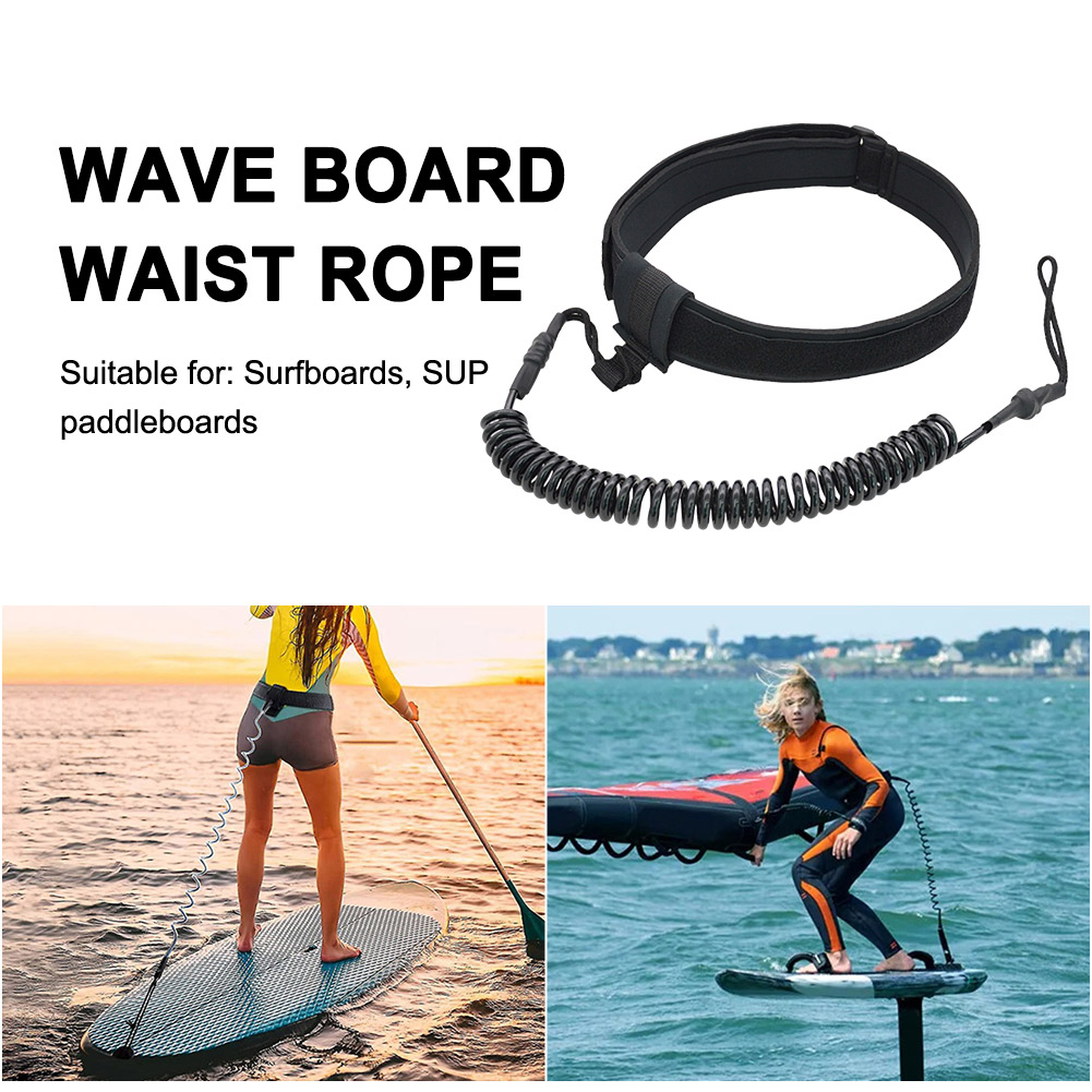 Stand Up Paddle Leash - สายจูงกระดานโต้คลื่นขนาด 6 มม. สายสปริง TPU สายรัดหน้าอกสำหรับเล่นเซิร์ฟ/แพดเดิลบอร์ด/เรือคายัค