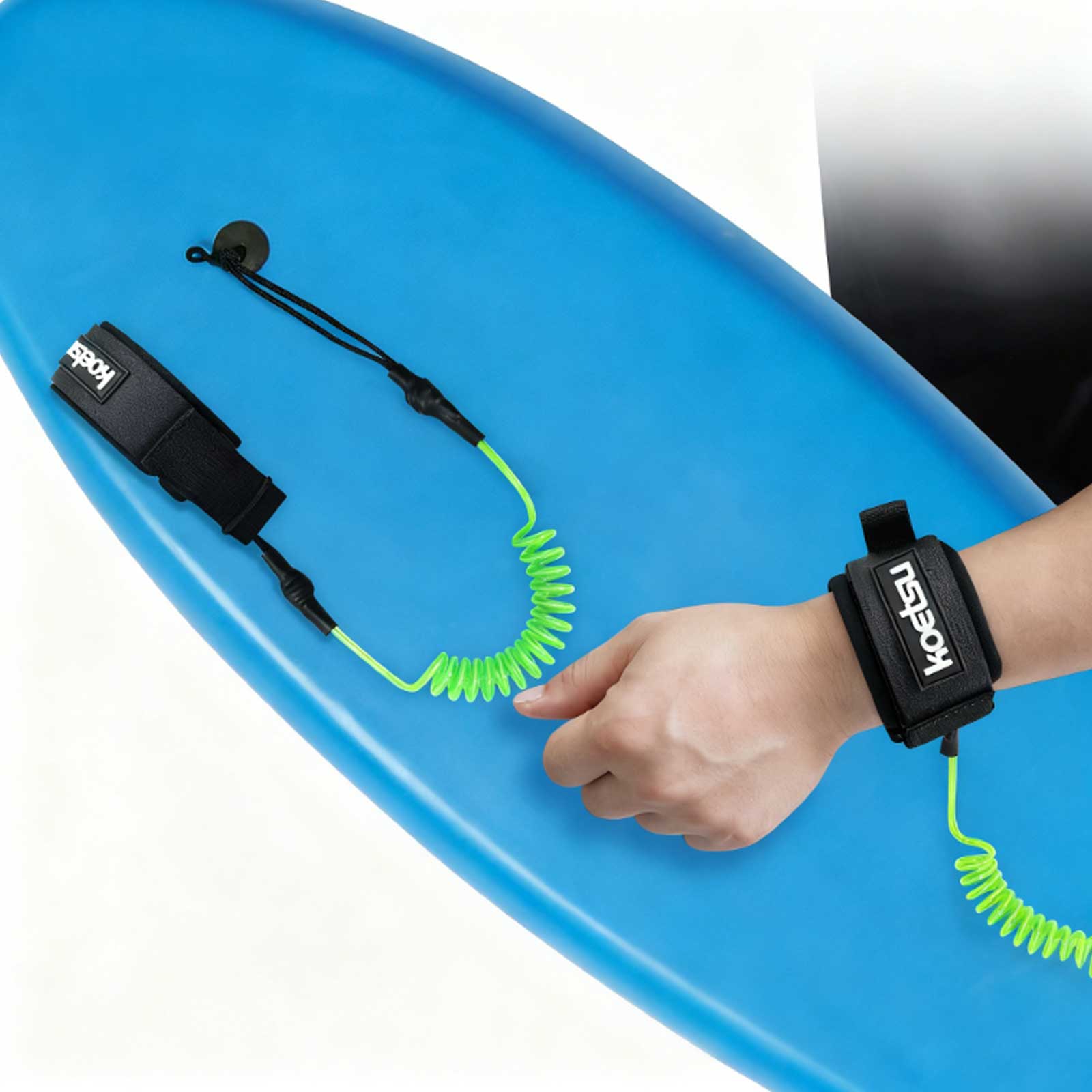 Stand Up Paddle Leash - สายจูงบอร์ดบอร์ดแบบขด วัสดุ TPU สายแข็งแรง สายรัดขาสำหรับบอร์ดแพดเดิลบอร์ด ยืดหยุ่นได้